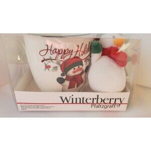 Pfaltzgraff Winterberry Happy Holidays Snowman Mug Cup And Plush Set In Box 20oz